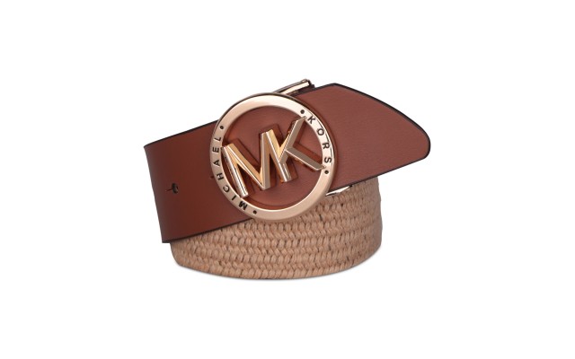 Michael  Logo Buckle Stretch Belt – Brown, L/XL