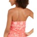 Michael  Printed Blouson Bandeau Tankini Top,Red, Small
