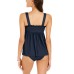  Ruffled Underwire Babydoll Tankini Top, Navy, Large