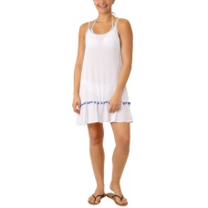 Miken Juniors’ Adjustable Pom-Pom-Trim Cover-Up, X-Large, White