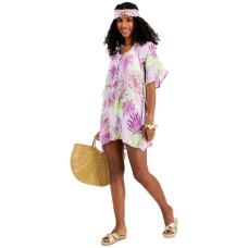 Miken Juniors’ Lace-Up Caftan Cover-Up with Headband, Multi, M