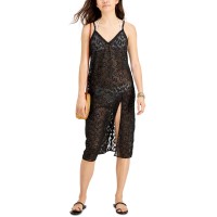 Miken Juniors Lurex Animal-Print Midi Cover-Up Dress, Black, Large