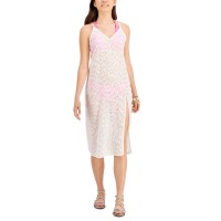Miken Juniors Lurex Animal-Print Midi Cover-Up Dress, White, Large