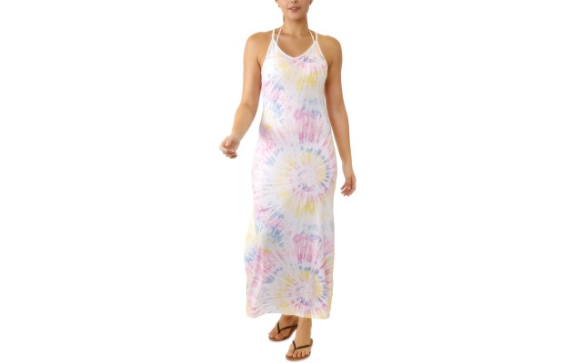  Juniors’ V-Neck Maxi Cover-Up Dress, Small, Light Pink