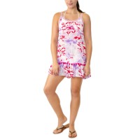 Miken Juniors’ Printed Tiered Pom-Pom Cover-Up, Multicolor, MULTI/COLOR, Medium