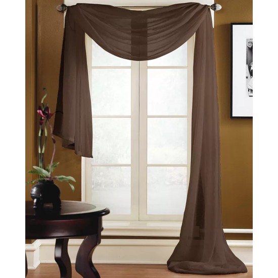 Miller Curtains Preston 48″ x 216″ Sheer Scarf Valance, Taupe