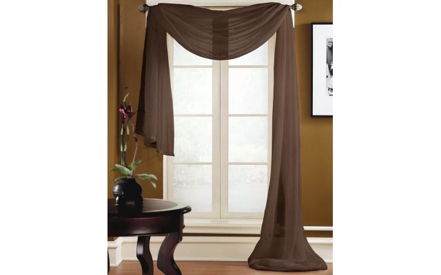 Miller Curtains Preston 48″ x 216″ Sheer Scarf Valance, Taupe