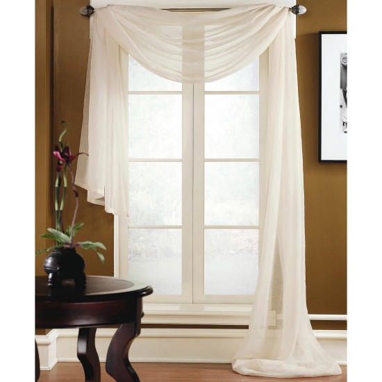 Miller Curtains Preston 48″ x 216″ Sheer Scarf Valance, Taupe
