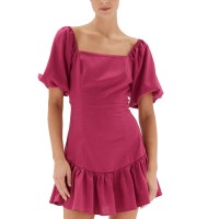 Minkpink Freshwater Ruffled Tie-Back Dress, Orchid, Large