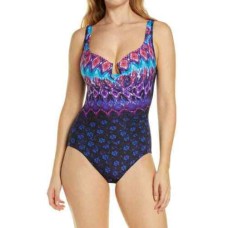 Miraclesuit Bella Alba Escape Underwire One-Piece Swimsuit Women’s Swimsuit, Navy, 10