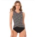  Incan Silver Brio Printed Tummy Control One-Piece Swimsuit Women’s, Black, 8