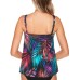  Mystical Palms Mirage Illusion Printed Underwire Tankini Top, 8, Multicolor