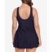  Plus Size Marais Allover-Slimming Twist-Front Swimdress, Sangria, 16W