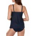  Solid Surplice Tankini Top Women’s Swimsuit, Navy, 34 D