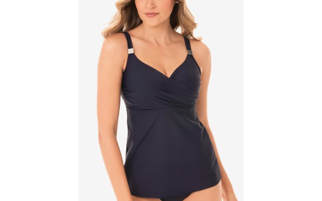 Solid Surplice Tankini Top Women’s Swimsuit, Midnight, 36DDD
