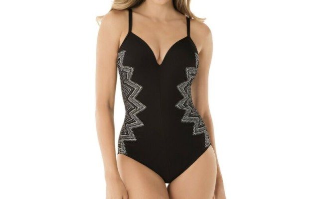  Stitch Fix Temptation Underwire One-Piece Swimsuit Women’s Swimsuit, Black, 8