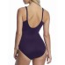 Twist-Front Underwire Allover Slimming One-Piece Swimsuit, 12, Purple