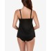  Womens Solid Criss-Cross Underwire Tankini Top, Black, 34DD