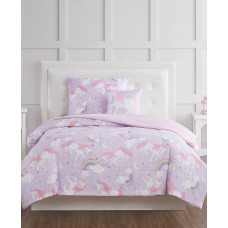 My World Rainbow Unicorn Twin 3 Piece Comforter Set Bedding, Lilac
