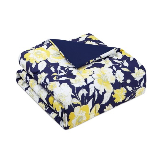 Aster Floral 2-Pc. Reversible Twin Comforter Set, Navy