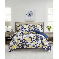 Mytex Aster Floral 2-Pc. Reversible Twin Comforter Set, Navy