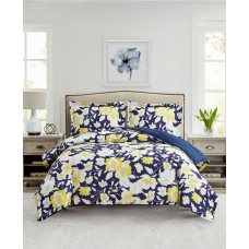 Mytex Aster Floral 2-Pc. Reversible Twin Comforter Set, Navy
