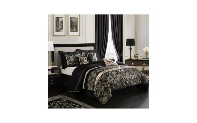 Nanshing Mollybee 7-Piece Comforter Set, Black, King