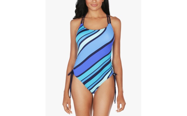  Newport Stripe One-Piece Swimsuit, Blue, X-Large