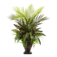 Nearly Natural 27″ Mixed Areca Palm, Fern & Peacock Artificial Plants in Planter, Green