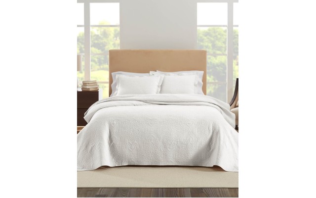  Raphaela European Matalasse Coverlet Set, Queen, White