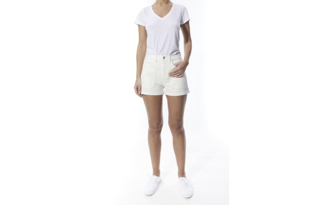 Oat High-Rise Carpenter Shorts, 28, White