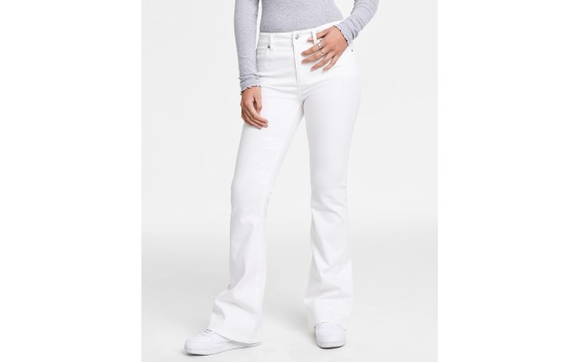 Oat High-Rise Flare Jeans, Size 30, White