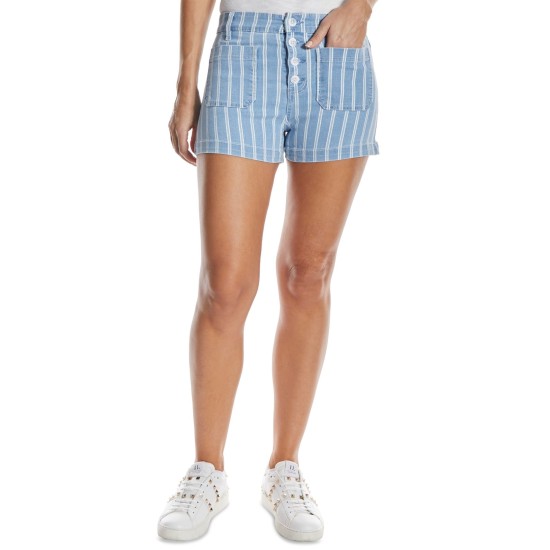  Striped Women’s Jean Shorts, Blue, 27