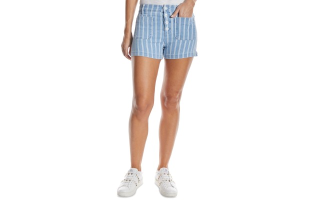  Striped Women’s Jean Shorts, Blue, 27