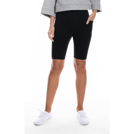  Women’s Pull-on Biker Shorts, Black, Medium