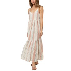 O’Neill Juniors’ Brigette Striped Cotton Cover-Up Dress, Beige, Small
