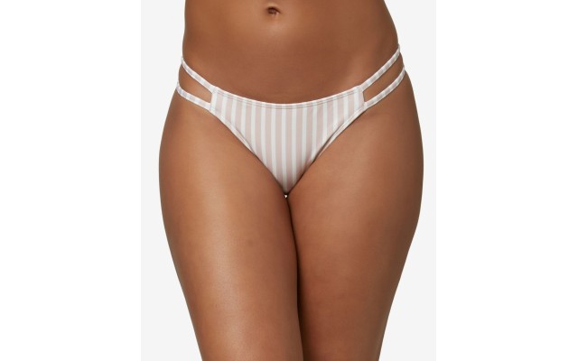 O’Neill Juniors’ Cardiff Lilia Striped Cheeky Bikini Bottoms, X-Large, Beige