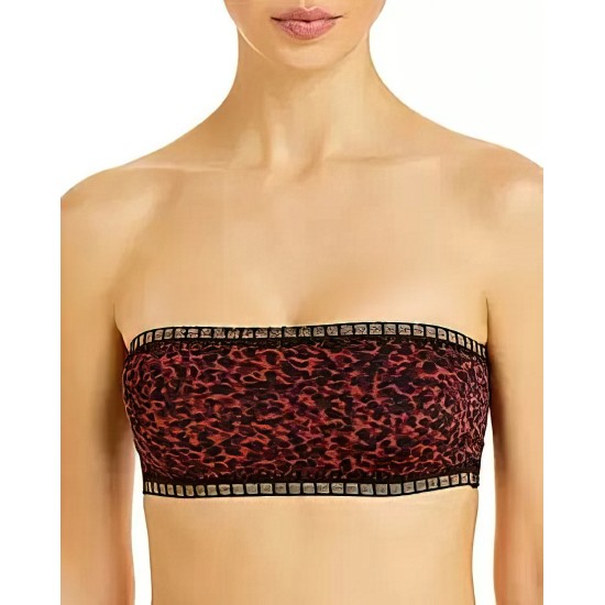 Platinum inspired by Solange Ferrarini Printed Crochet Bandeau Bikini Top, Red, Red, Small