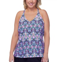 Plus Size Racerback Underwire Tankini Top, Multi, 18W
