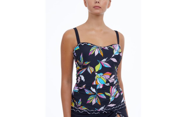  Monaco Printed D-Cup Tankini Top Women’s Swimsuit, Blac, 38