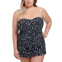 Profile by Gottex Plus Size Dotti Printed Swimdress Women’s Swimsuit, Black, 20W