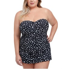 Profile by Gottex Plus Size Dotti Printed Swimdress Women’s Swimsuit, Black, 22W