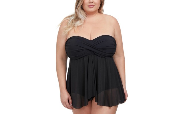  Plus Size Tutti Frutti Flyaway One-Piece Tummy-Control Swimsuit, Black, 16W