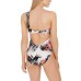 Rachel  Tropical-Print One-Shoulder Swimsuit, White Multi, X-Large