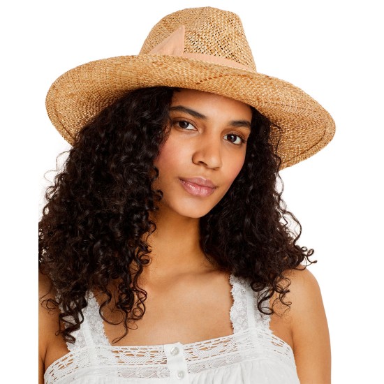  Wide Brim Straw Hat, Brown