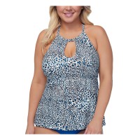 Raisins Curve Plus Size Kenya Rosalie Underwire Tankini Top Women’s Swimsuit, White-Multi, 22W