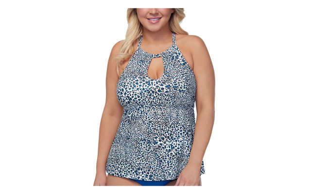  Curve Plus Size Kenya Rosalie Underwire Tankini Top Women’s Swimsuit, White-Multi, 22W
