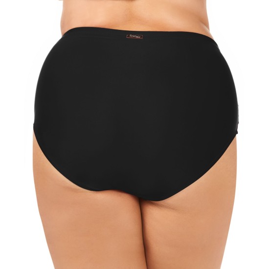  Curve Ruched Costa Tummy Control High-Waist Bikini Bottoms, 20W, Black