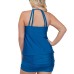  Trendy Plus Size Caribbean Solids Rosalie Underwire Tankini Top,Blue, 22W