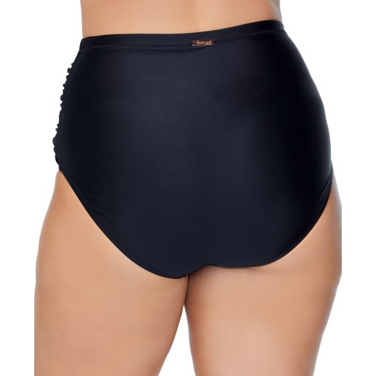  Trendy Plus Size Costa Bikini Bottoms, Black,14W